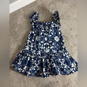 Jacadi Toddler Girl Little Girl Navy Blue and White Ruffles fully lined size 4